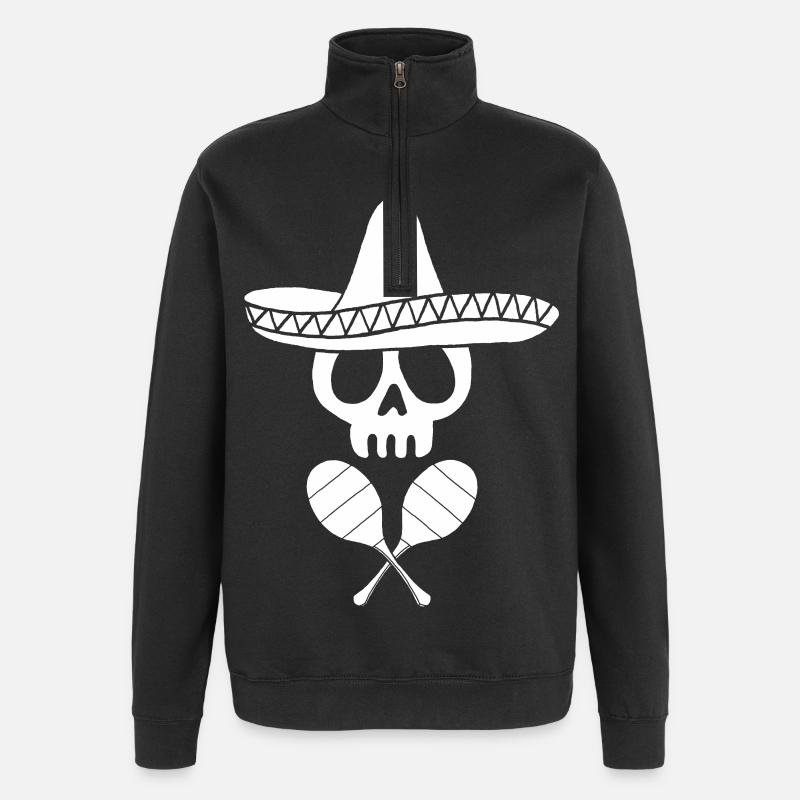 White Mexican skull - Quarter-Zip Sweatshirt - black