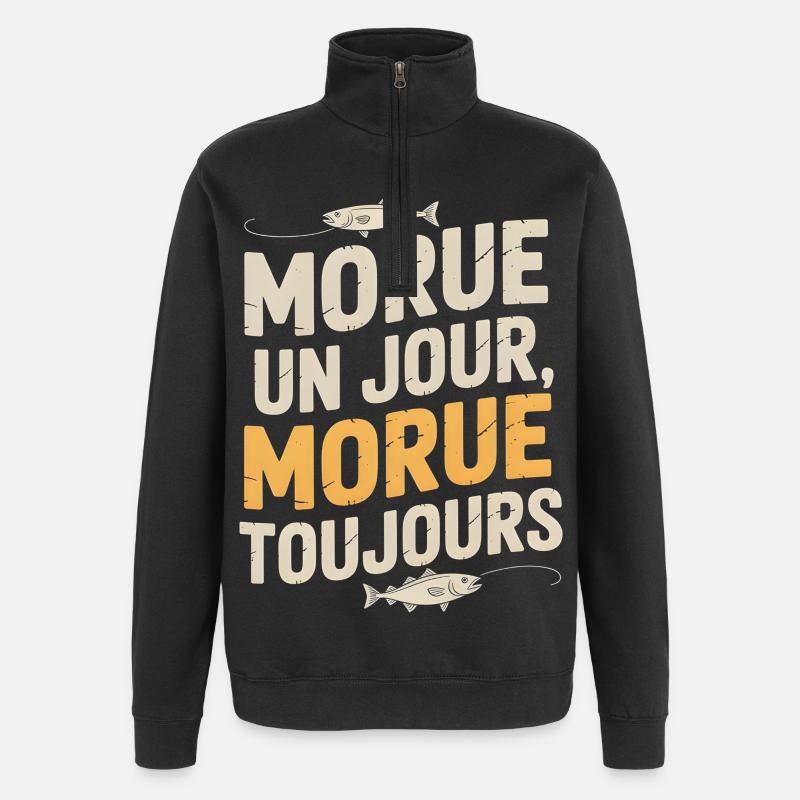 Einmal Kabeljau Kabeljau - Quarter-Zip-Sweatshirt - Schwarz