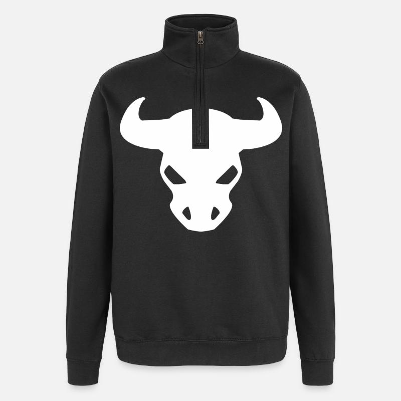 Stier Design – Stierkopf Outfit - Quarter-Zip-Sweatshirt - Schwarz
