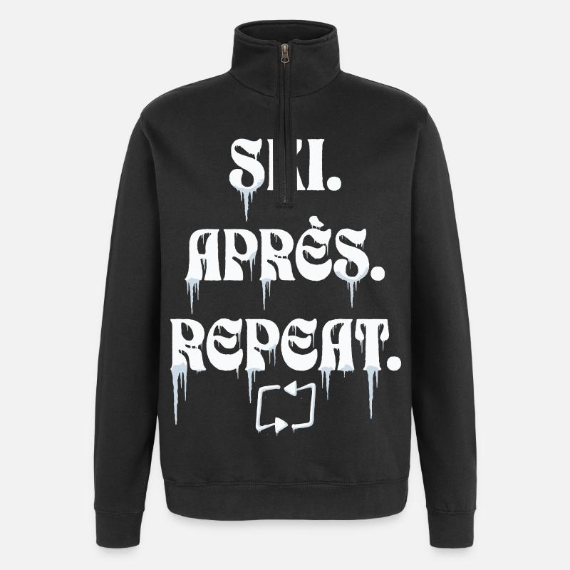 Ski Après Repeat - Sweat à zip 1/4 - noir