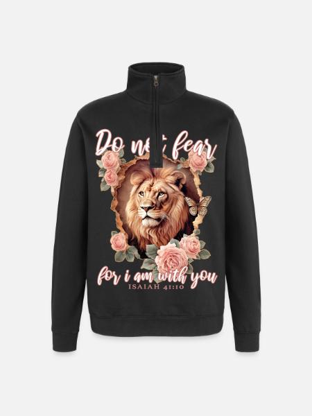 Löwe Bibelvers Christlich - Quarter-Zip-Sweatshirt - Schwarz