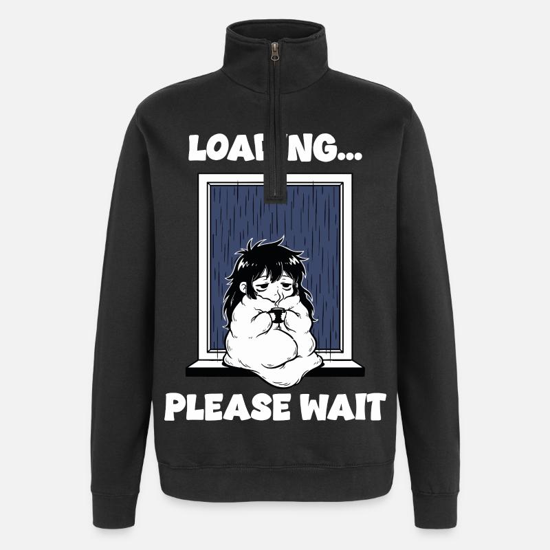 Pluie Loading Please Wait Manga Mood - Sweat à zip 1/4 - noir