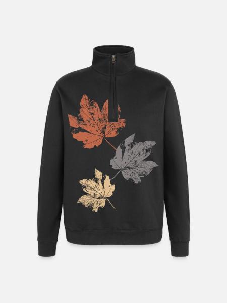 Bunte Herbstblätter Herbstlaub - Quarter-Zip-Sweatshirt - Schwarz
