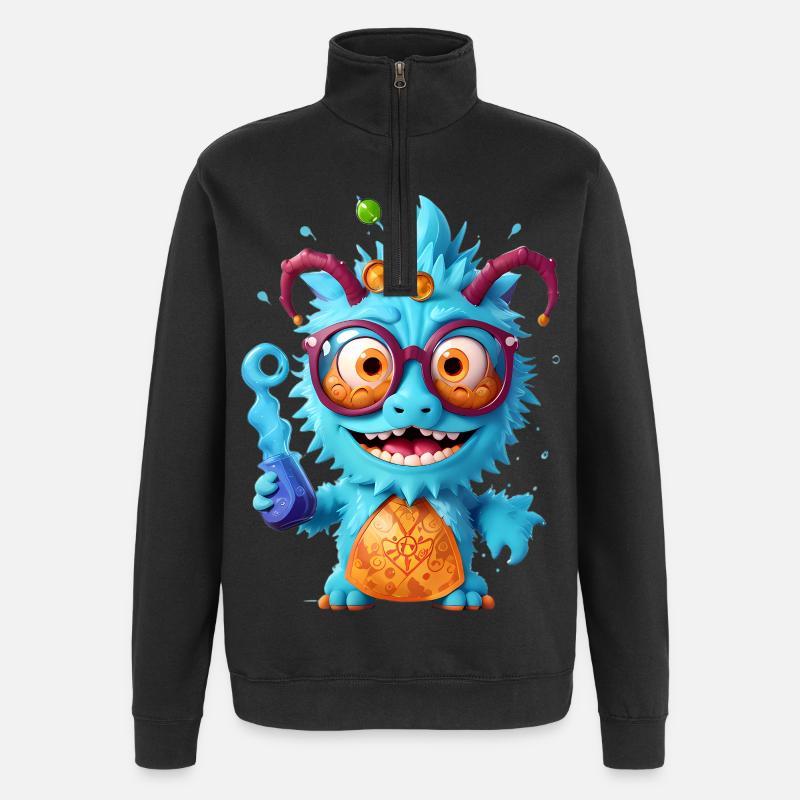 Professeur Monster - Sweat à zip 1/4 - noir