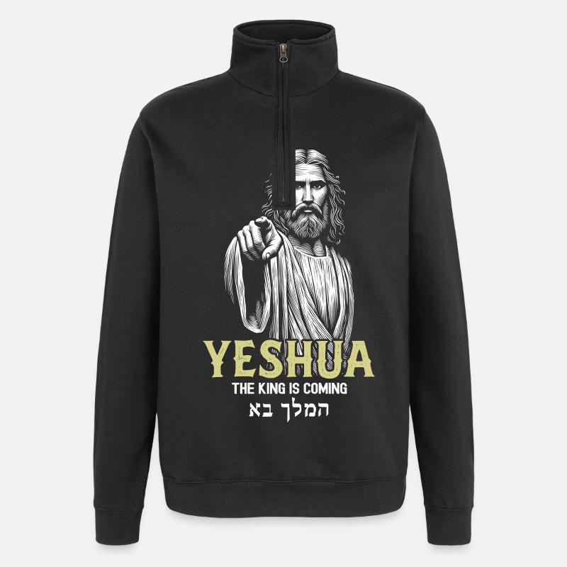 Yeshua Divine Messiah Illustration - Quarter-Zip Sweatshirt - black