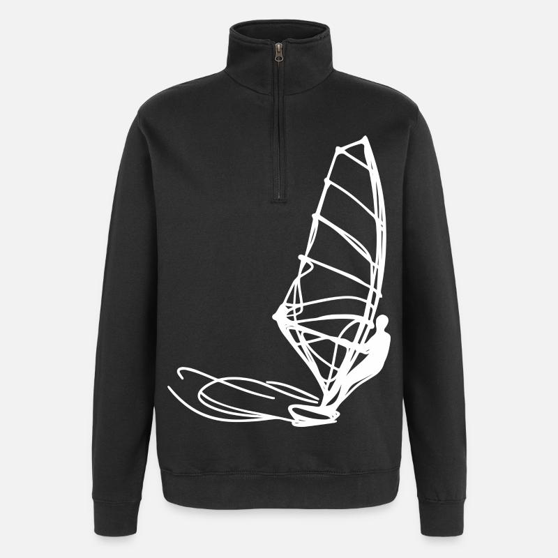 Windsurfer Drawing - Quarter-Zip Sweatshirt - black
