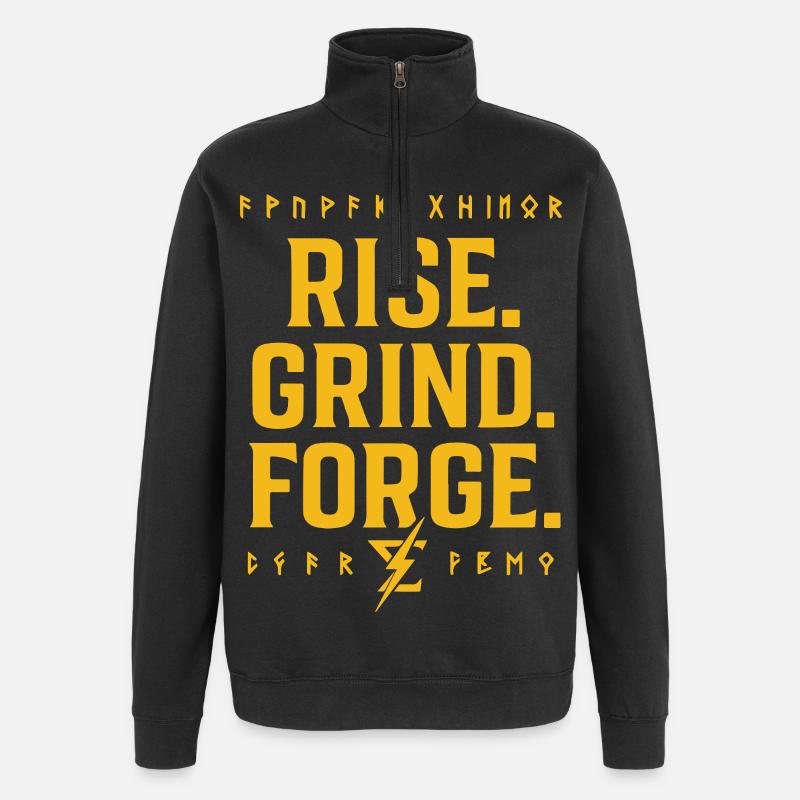 Rise Grind Forge – Motivation Tee - Quarter-Zip Sweatshirt - black