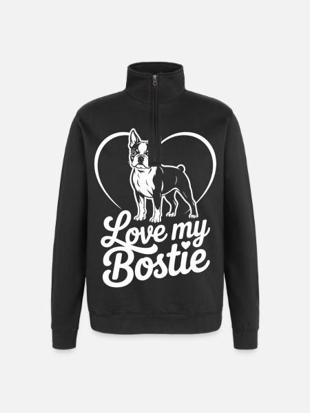Bostie Love Heart Silhouette - Quarter-Zip Sweatshirt - black
