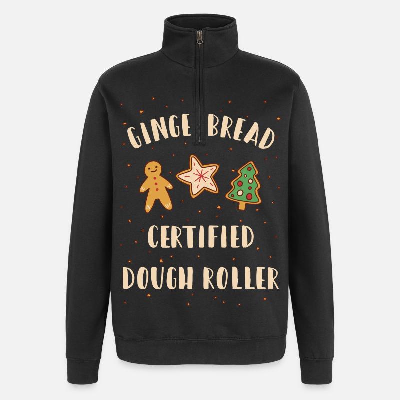Gingerbread Dough Roller - Christmas Baking - Quarter-Zip Sweatshirt - black