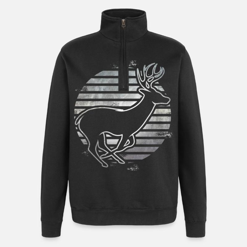 roe deer - Quarter-Zip Sweatshirt - black