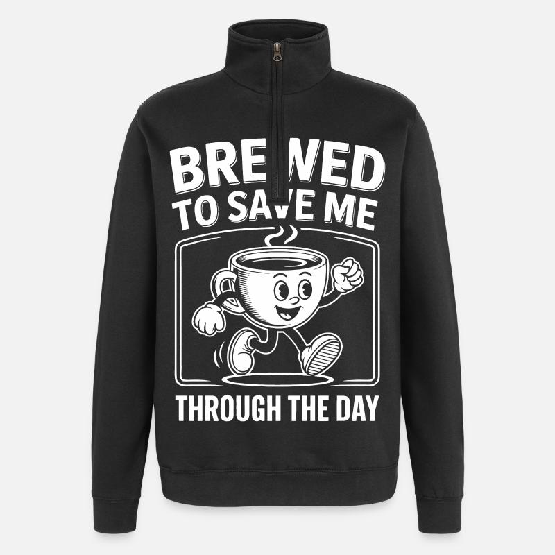 Le café sauve la situation - Sweat à zip 1/4 - noir