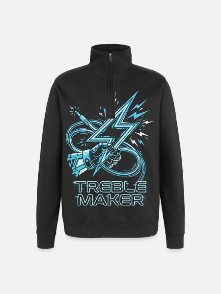 Treble Maker Digital Audio Pun Musician - Quarter-Zip Sweatshirt - black