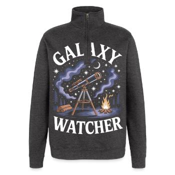 Galaxy Watcher - Quarter-Zip Sweatshirt - charcoal grey - Front - AI Model Female 172 light (172cm) & AI Model Male 178 dark (178cm)