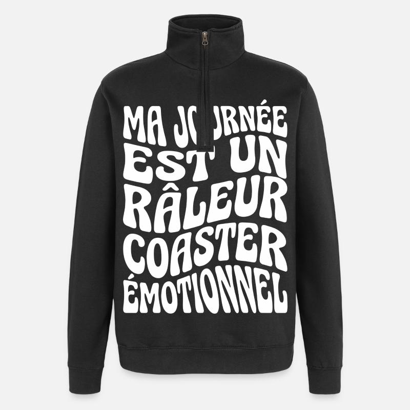 Grognon Humour Râleur Coaster - Sweat à zip 1/4 - noir