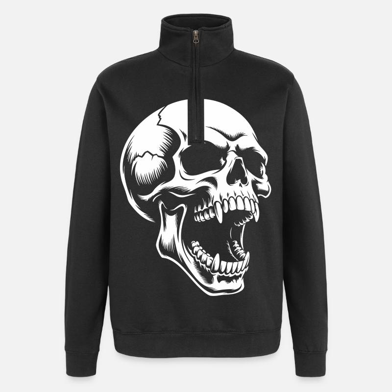 Screaming Skull - Quarter-Zip Sweatshirt - black