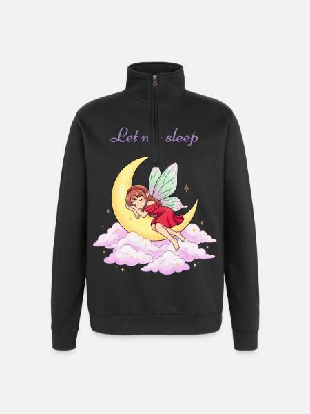 Sleeping fairy on the moon - Quarter-Zip Sweatshirt - black