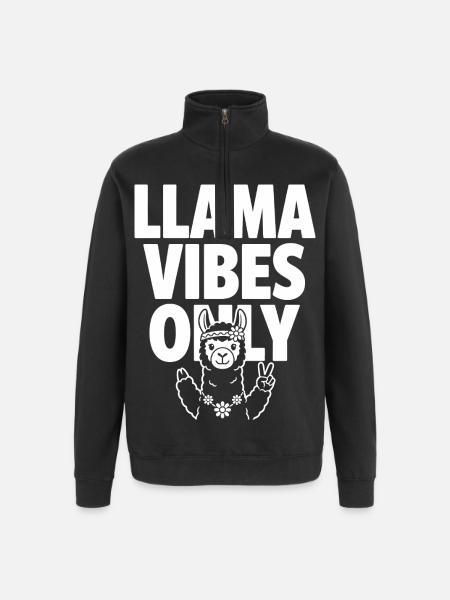 Llama Vibes Only – Hippie Lama - Quarter-Zip Sweatshirt - black