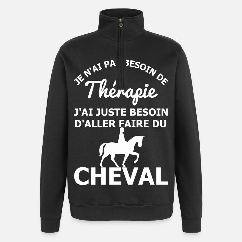 Thérapie Cheval - Sweat à zip 1/4 - noir