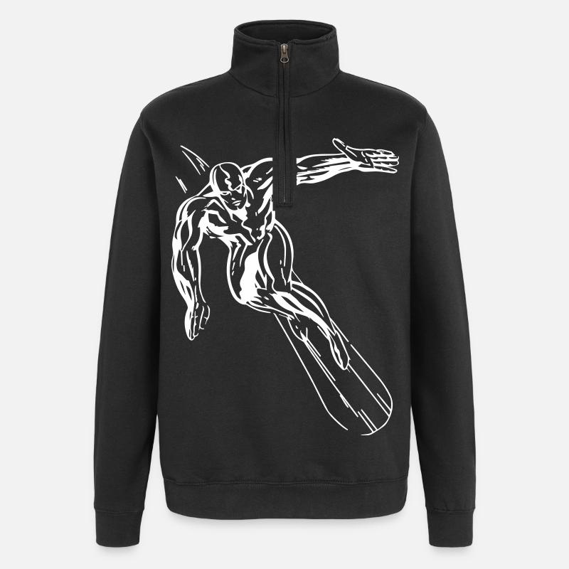 Surfing, Surfboard, SilverSurfer - Design - Quarter-Zip Sweatshirt - black