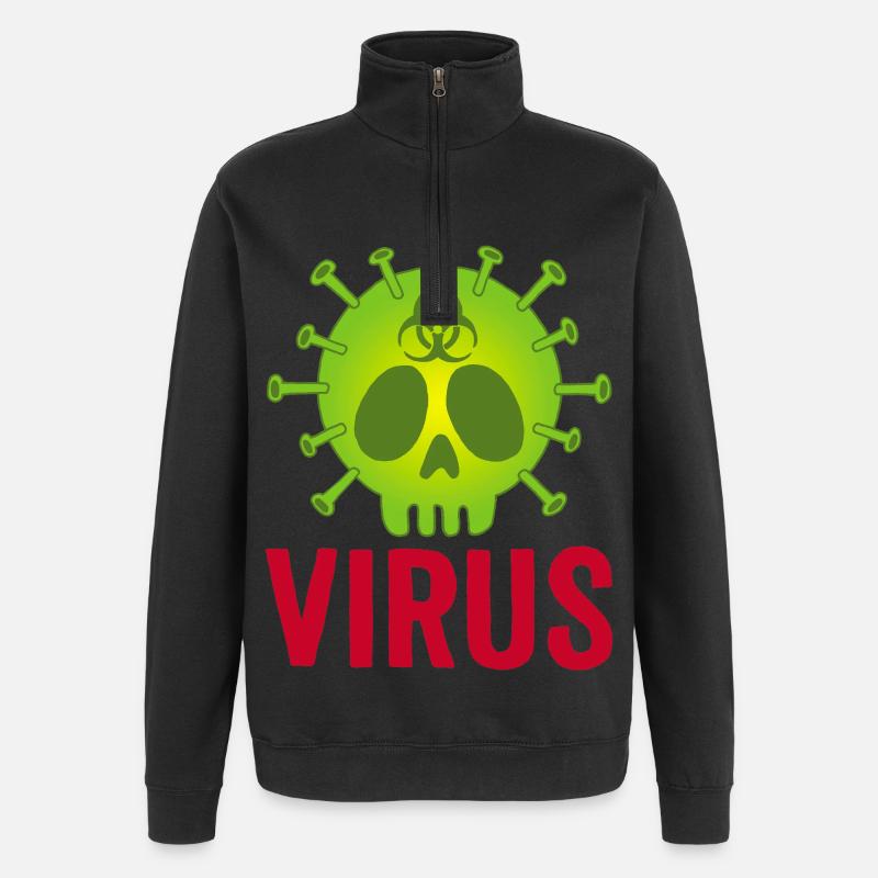 Todeskopf Virus - Quarter-Zip-Sweatshirt - Schwarz