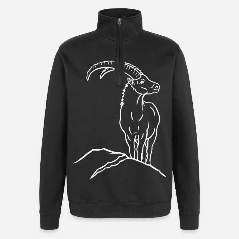 Steinbock - Quarter-Zip-Sweatshirt - Schwarz