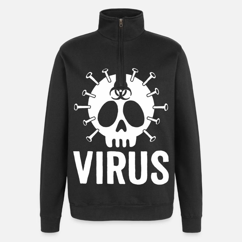 Virus-Schädel - Quarter-Zip-Sweatshirt - Schwarz