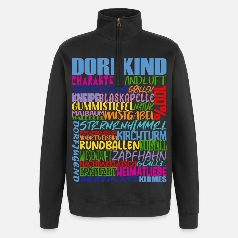 Dorfkind VIBES bunt - Quarter-Zip-Sweatshirt - Schwarz