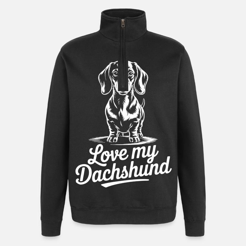 Motif de teckel préféré - Sweat à zip 1/4 - noir