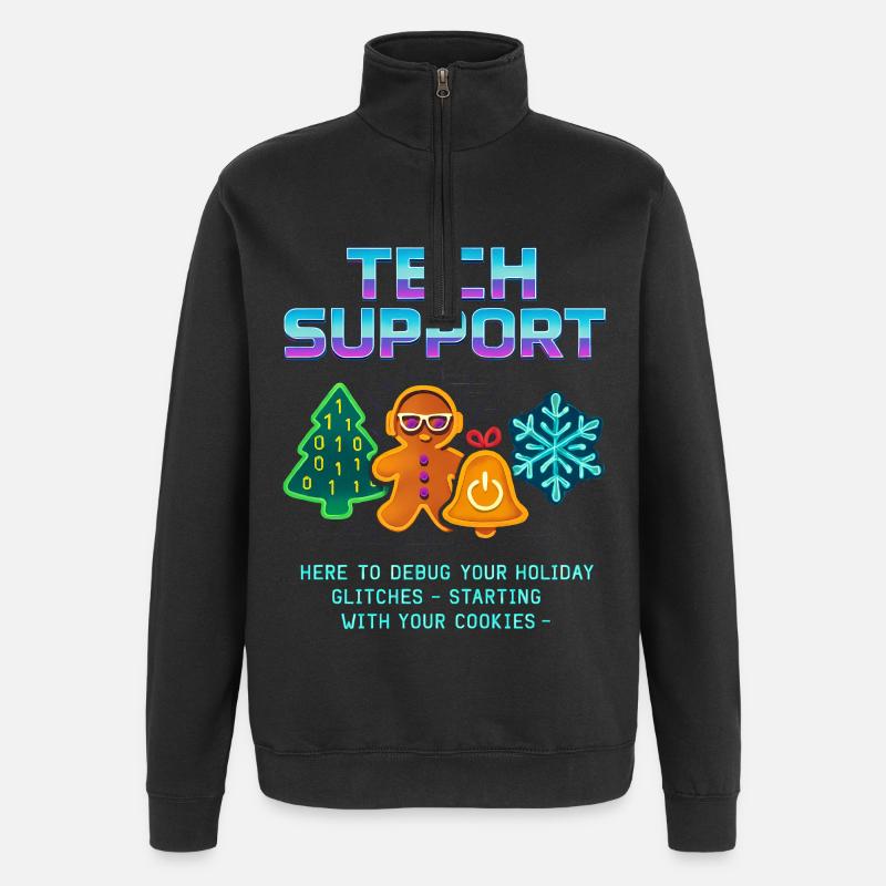 Lustiger Technischer Support Debug Weihnachten - Quarter-Zip-Sweatshirt - Schwarz