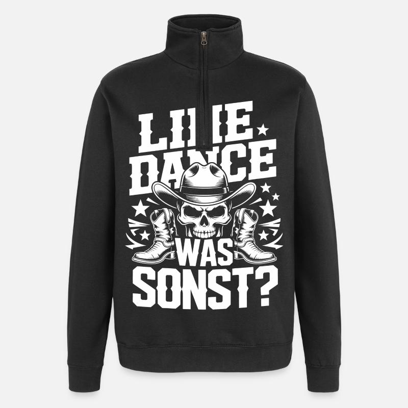 Line Dance Skull Cowboy - Quarter-Zip Sweatshirt - black