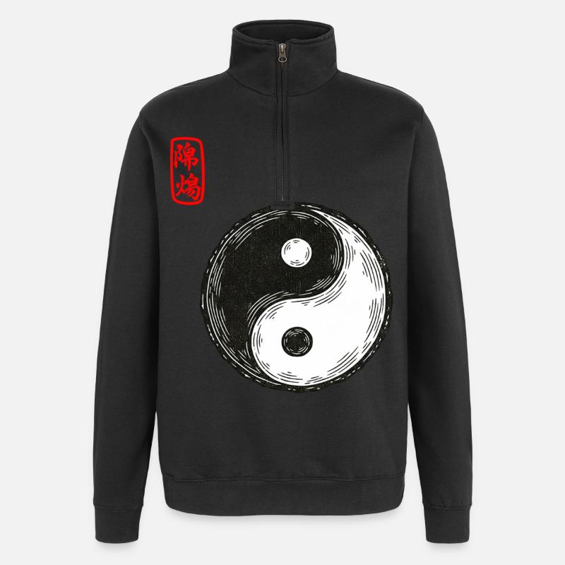 Yin und Yang - Quarter-Zip-Sweatshirt - Schwarz