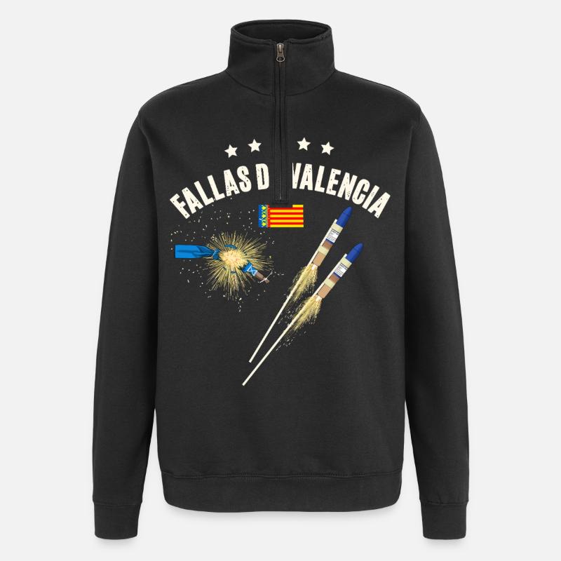 Feux d’artifice de Fallas de Valencia - Sweat à zip 1/4 - noir