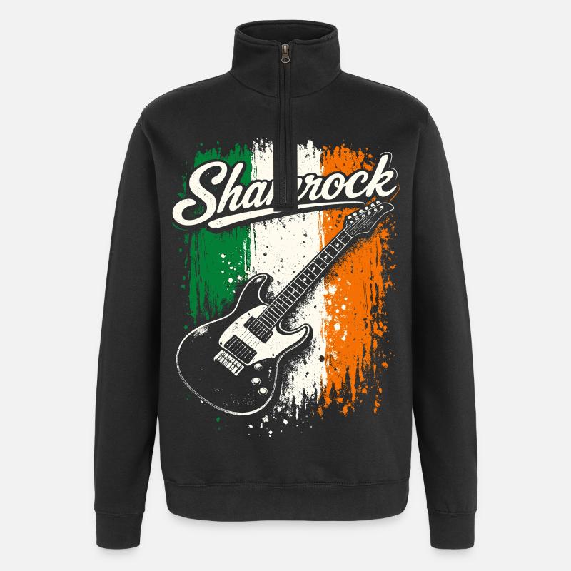 St Patrick E-Gitarre Irish Flag Rock - Quarter-Zip-Sweatshirt - Schwarz