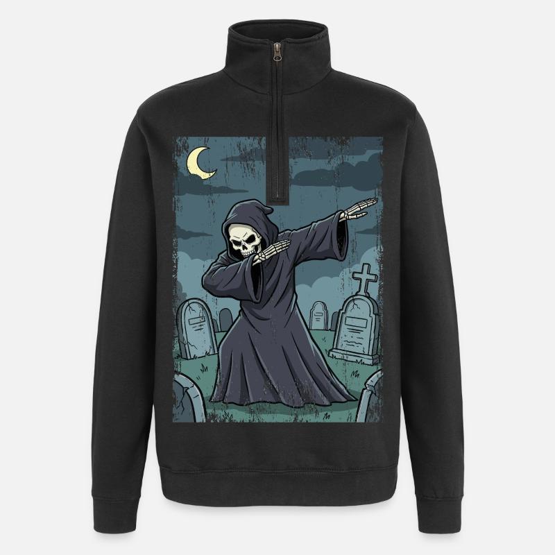 Faucheuse dans le cimetière nocturne - Sweat à zip 1/4 - noir