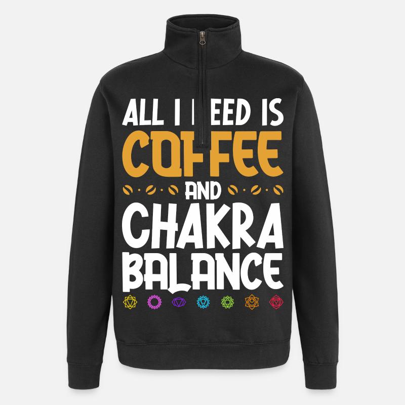 Coffee and energy flow - Quarter-Zip Sweatshirt - black