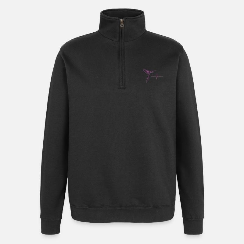 Kolibri Effect Herzschlag - Quarter-Zip-Sweatshirt - Schwarz