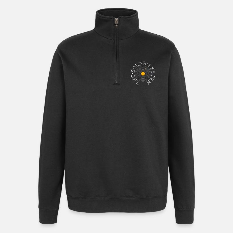 Le système solaire (blanc) - Sweat à zip 1/4 - noir