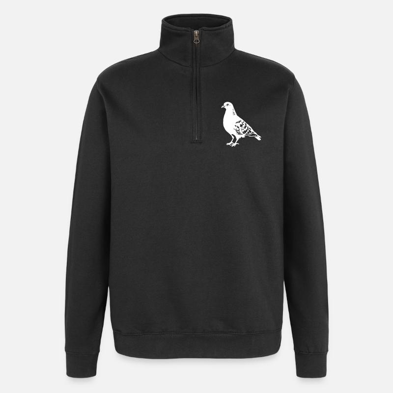 Dessin de colombe - Sweat à zip 1/4 - noir