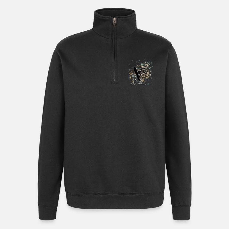 Splashed Snowboarder Blue Beige - Quarter-Zip Sweatshirt - black