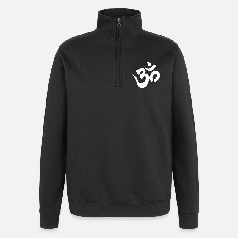 Couleur blanche Om - Sweat à zip 1/4 - noir