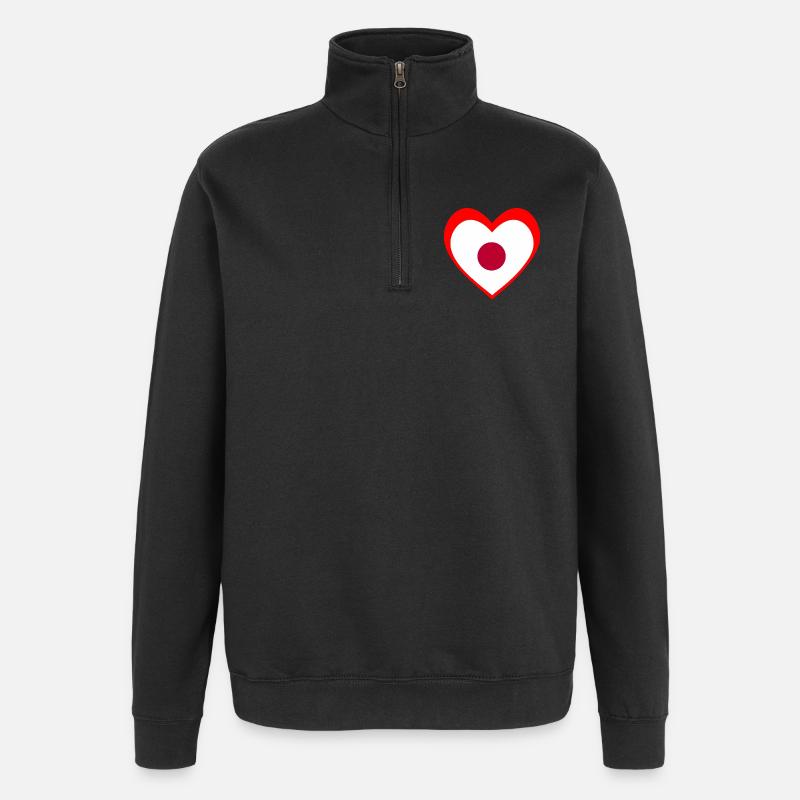 日本 ハート – 日本への愛 - Sweat à zip 1/4 - noir