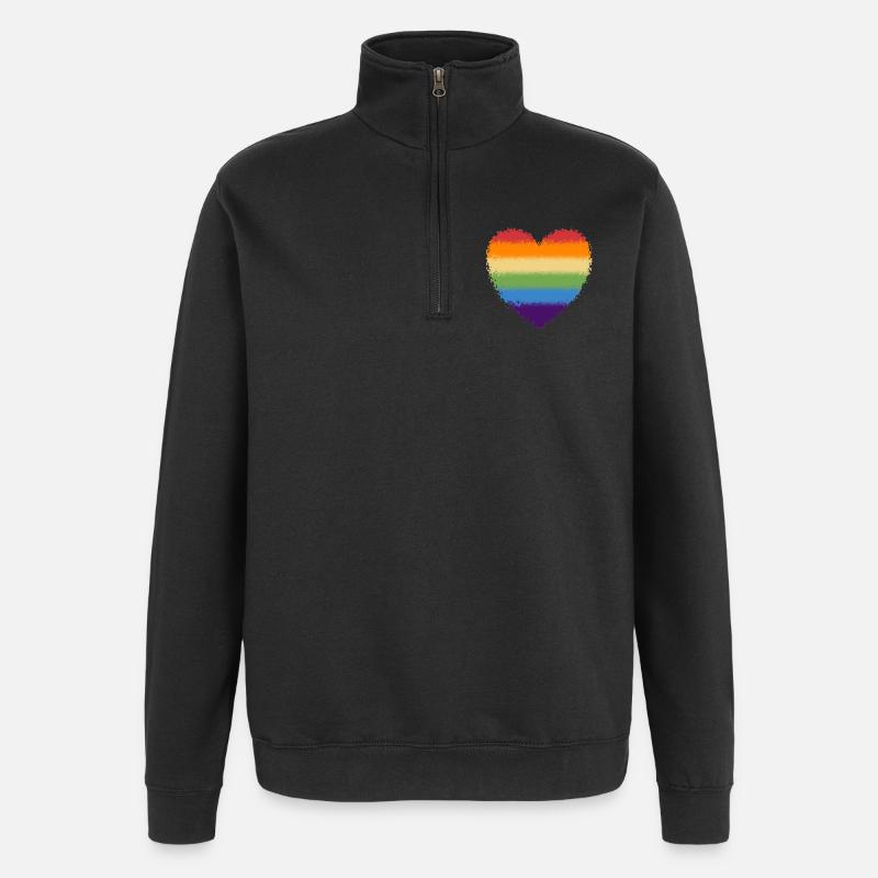 Swirled rainbow heart logo - Quarter-Zip Sweatshirt - black