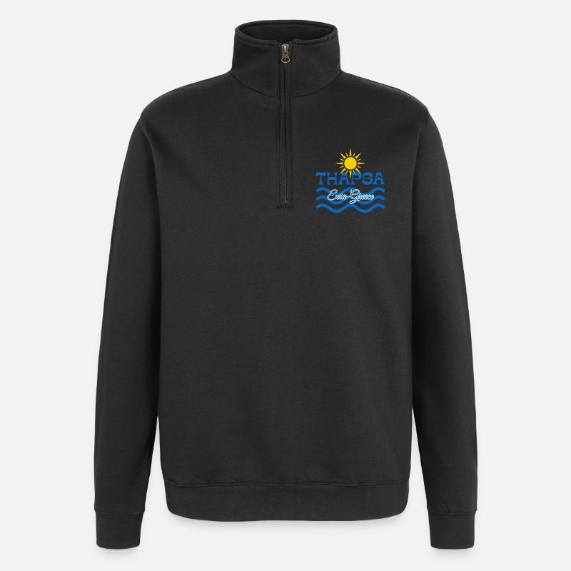 Thapsa Evia Greece Sun Waves - Quarter-Zip Sweatshirt - black