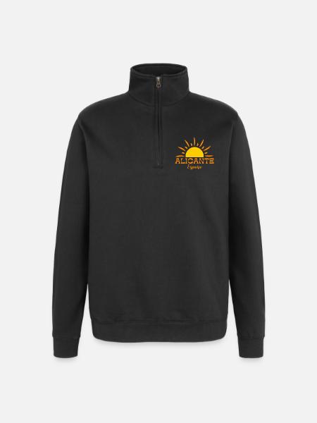 Lebendiger Sunburst Alicante Spanien Design - Quarter-Zip-Sweatshirt - Schwarz