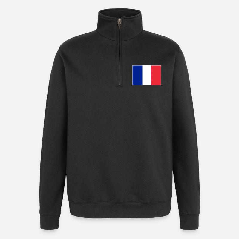 Frankreich Flagge - Quarter-Zip-Sweatshirt - Schwarz