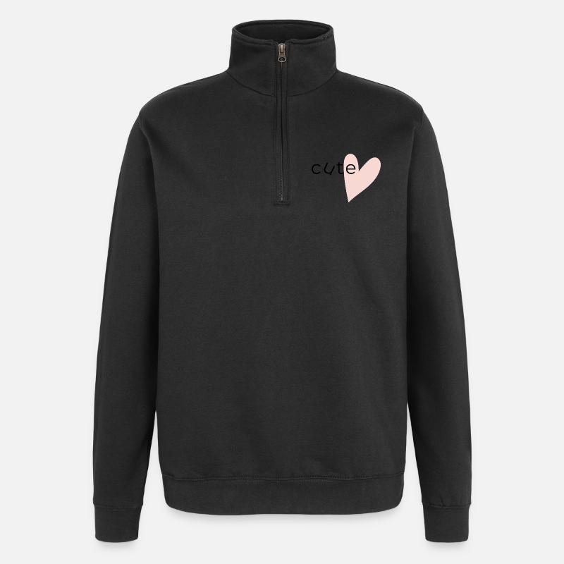 E-Heart Minimal - Mignon - Sweat à zip 1/4 - noir