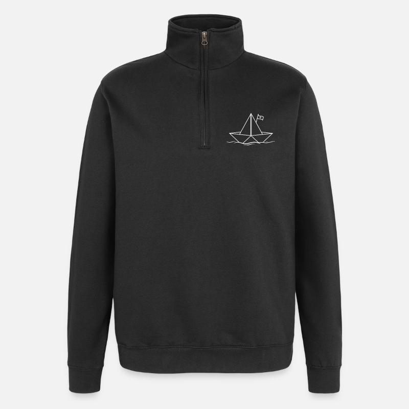 Papierschiff Papierboot - Quarter-Zip-Sweatshirt - Schwarz