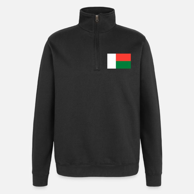 Madagaskar Flagge - Quarter-Zip-Sweatshirt - Schwarz