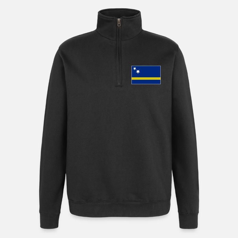 Curacao Flagge - Quarter-Zip-Sweatshirt - Schwarz