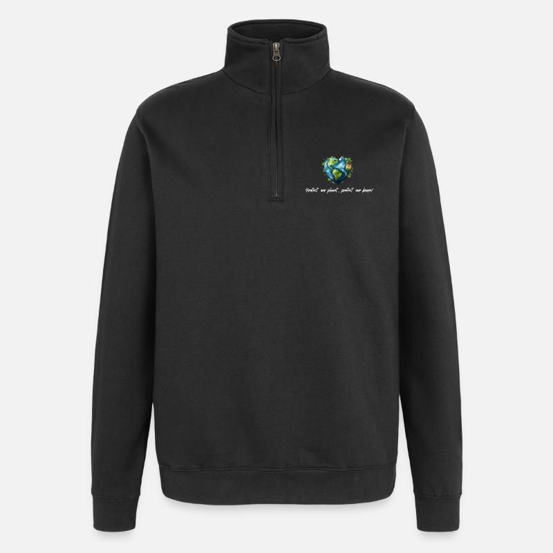 Protect our planet white - Quarter-Zip Sweatshirt - black